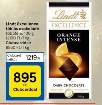 Tesco Lindt Excellence táblás csokoládé 100 g ajánlat