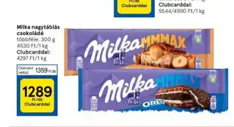 Tesco Milka nagytáblás csokoládé 300 g ajánlat