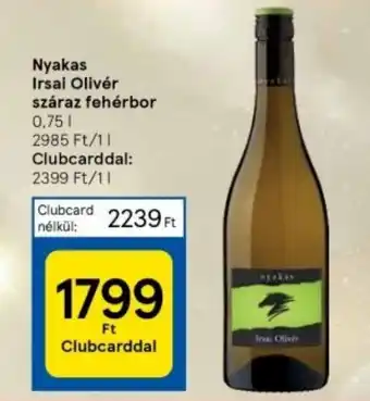 Tesco Nyakas Irsai Olivér száraz fehérbor 0,75l ajánlat