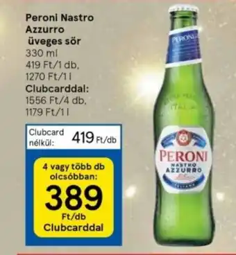 Tesco Peroni Nastro Azzurro üveges sör 330ml ajánlat