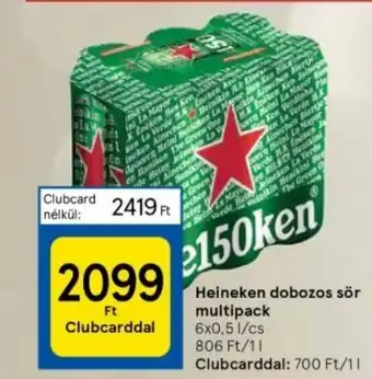 Tesco Heineken dobozos sör multipack 6x0,5l ajánlat