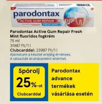 Tesco Parodontax Active Gum Repair Fresh Mint fluoridos fogkrém 75ml ajánlat