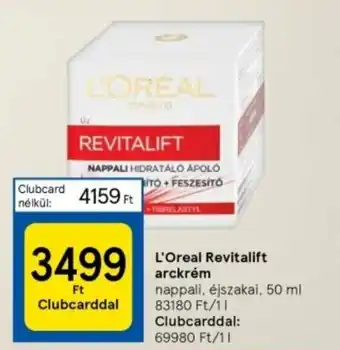 Tesco L'Oreal Revitalift arckrém 50ml ajánlat