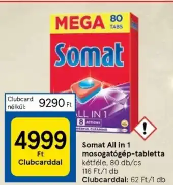 Tesco Somat All in 1 mosogatógép tabletta 80db ajánlat
