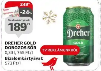 Auchan DREHER GOLD DOBOZOS SÖR 0,33l ajánlat