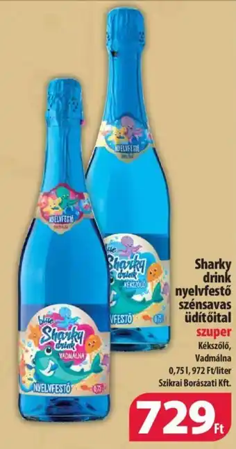 Sharky drink nyelvfestő szénsavas üdítőital 0,75l