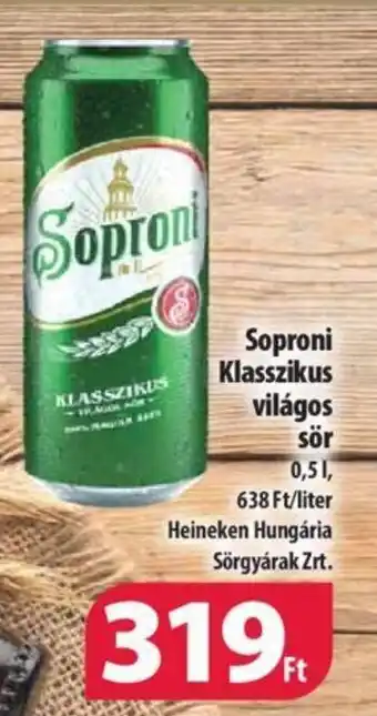 Coop Soproni Klasszikus világos sör 0,5l ajánlat