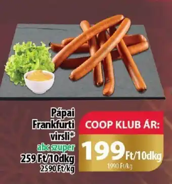 Coop Pápai Frankfurti virsli 10dkg ajánlat