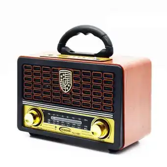 Akkumulátoros usb és aux csatlakozós fm/am/sw rádió, mp3 lejátszó távirányítóval, középbarna