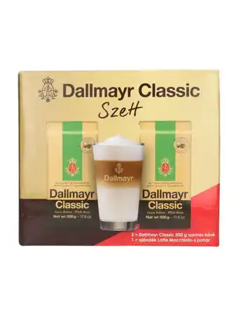 Rossmann Dallmayr classic 500 g szemes kávé (2 db) + 1 db latte macchiato-s pohár - 1 db ajánlat