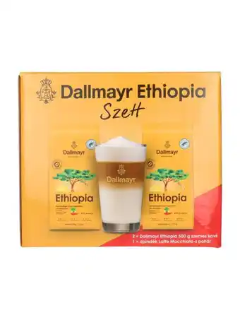 Dallmayr ethiopia 500 g szemes kávé (2 db) + 1 db latte macchiato-s pohár - 1 db