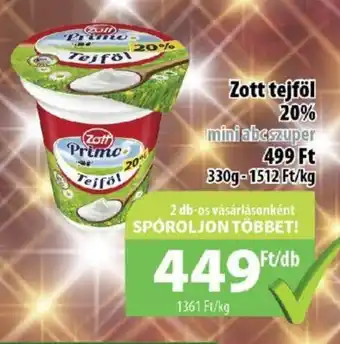 Coop Zott tejföl 20% 330 g ajánlat