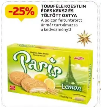 Auchan TÖBBFÉLE KOESTLIN ÉDES KEKSZ ÉS TÖLTÖTT OSTYA ajánlat