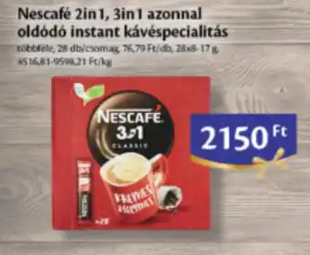 EcoFamily Nescafé 2in1, 3in1 azonnal oldódó instant kávéspecialitás 28 db ajánlat