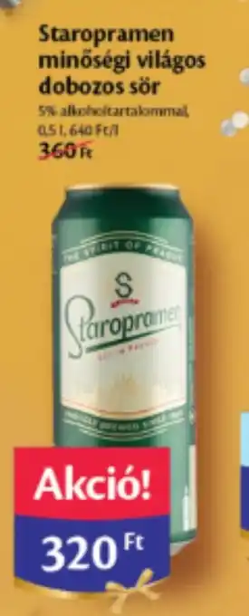 Staropramen minőségi világos dobozos sör 0,5 l