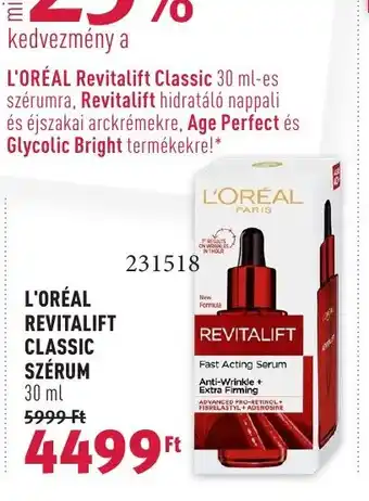 Rossmann L'ORÉAL REVITALIFT CLASSIC SZÉRUM 30 ml ajánlat