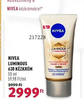 Rossmann NIVEA LUMINOUS 630 KÉZKRÉM 50 ml ajánlat