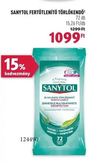 Rossmann SANYTOL FERTŐTLENÍTŐ TÖRLŐKENDŐ 72 db ajánlat