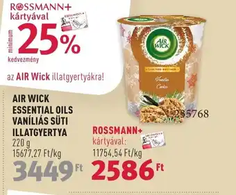 Rossmann AIR WICK ESSENTIAL OILS VANÍLIÁS SÜTI ILLATGYERTYA 220 g ajánlat