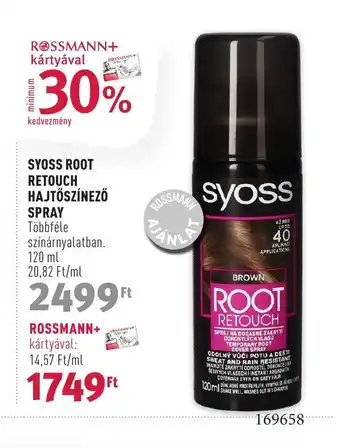 Rossmann SYOSS ROOT RETOUCH HAJTŐSZÍNEZŐ SPRAY 120 ml ajánlat