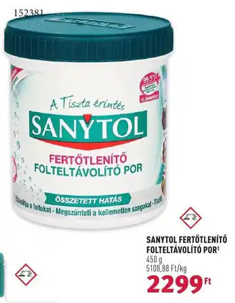 Rossmann SANYTOL FERTŐTLENÍTŐ FOLTELTÁVOLÍTÓ POR 450g ajánlat