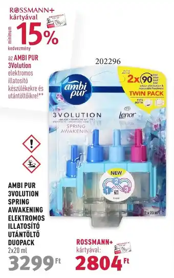 Rossmann AMBI PUR 3VOLUTION SPRING AWAKENING ELEKTROMOS ILLATOSÍTÓ UTÁNTÖLTŐ DUOPACK 2x20 ml ajánlat