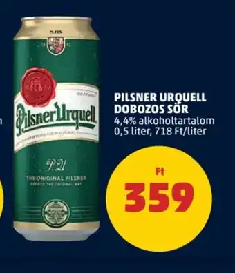 PENNY PILSNER URQUELL DOBOZOS SÖR 0,5 l ajánlat
