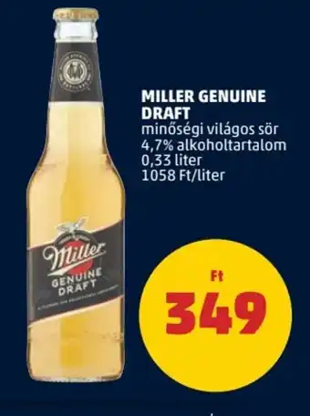 MILLER GENUINE DRAFT 0,33 l