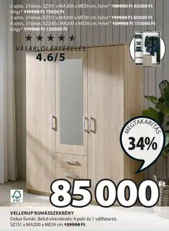 VELLERUP RUHÁSSZEKRÉNY 1 db