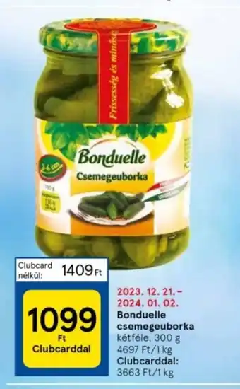Tesco Bonduelle csemegeuborka 300 g ajánlat
