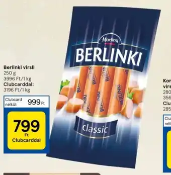 Tesco Berlinki virsli 250 g ajánlat