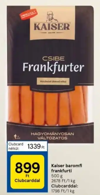 Tesco Kaiser baromfi frankfurti 500 g ajánlat
