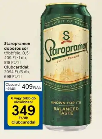 Tesco Staropramen dobozos sör 0,5 l ajánlat