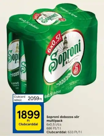 Tesco Soproni dobozos sör multipack 6 x 0,5 l ajánlat