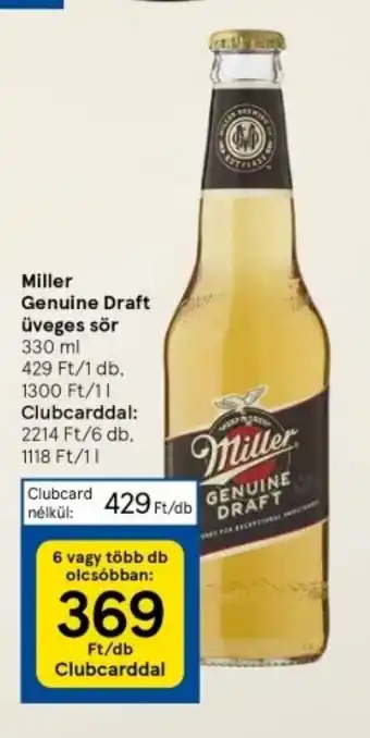 Tesco Miller Genuine Draft üveges sör 330 ml ajánlat