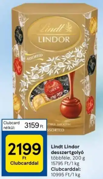 Tesco Lindt Lindor desszertgolyó 200 g ajánlat