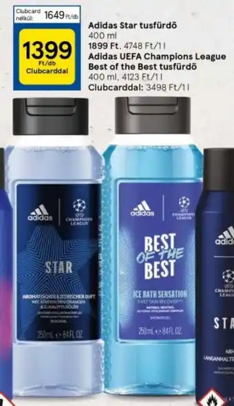 Tesco Adidas Star tusfürdő 400ml, Adidas UEFA Champions League Best of the Best tusfürdő 400ml ajánlat
