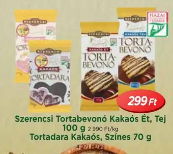 Szerencsi Tortabevonó Kakaós Ét, Tej 100 g, Tortadara Kakaós, Színes 70 g