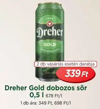 Real Dreher Gold dobozos sör 0,5l ajánlat