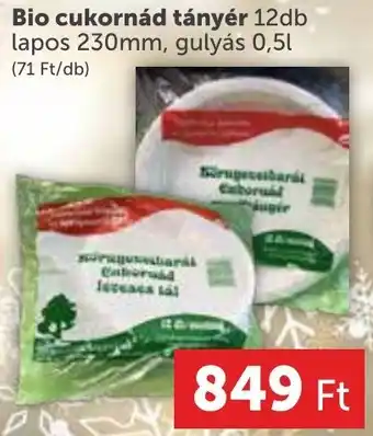Bio cukornád tányér 12db lapos 230mm, gulyás 0,5l