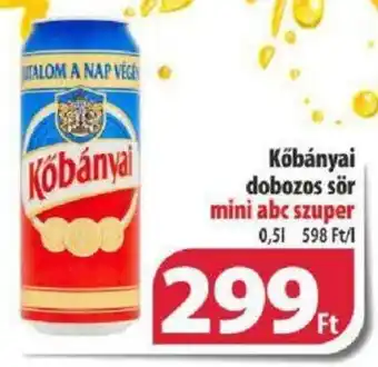 Coop Kőbányai dobozos sör mini abc szuper 0,5l ajánlat