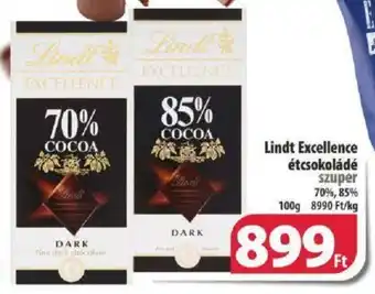 Coop Lindt Excellence étcsokoládé szuper 70%, 85% 100g ajánlat