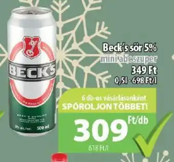 Beck's sör 5% miniabcszuper 0,5l