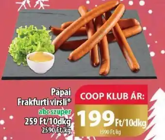 Coop Pápai Frakfurti virsli 10dkg ajánlat