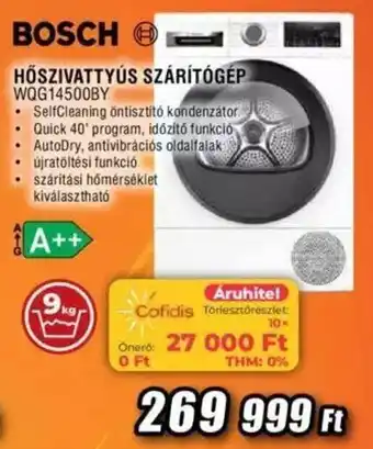 Expert BOSCH HŐSZIVATTYÚS SZÁRÍTÓGÉP WQG14500BY ajánlat