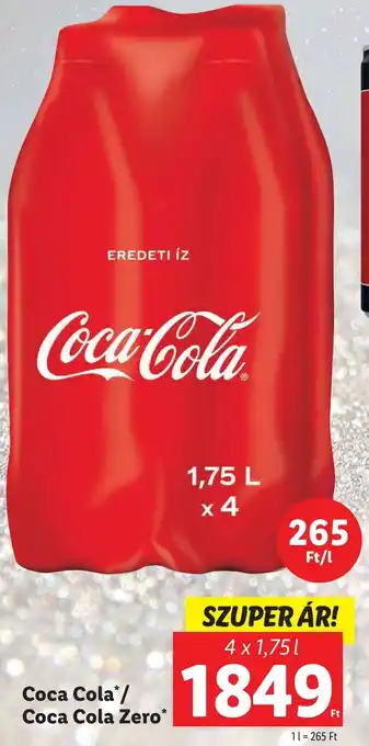 Lidl Coca Cola/Coca Cola Zero 4x1,75l ajánlat