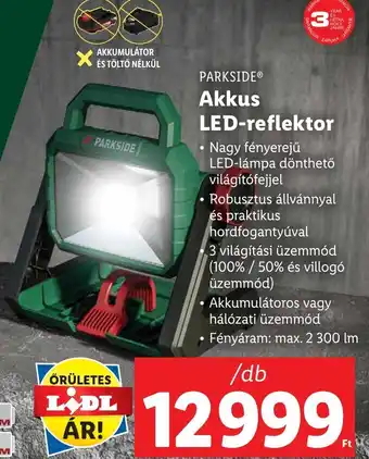 Lidl PARKSIDE Akkus LED-reflektor ajánlat