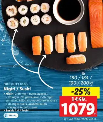 Lidl CHEF SELECT TO GO Nigiri / Sushi 180g ajánlat