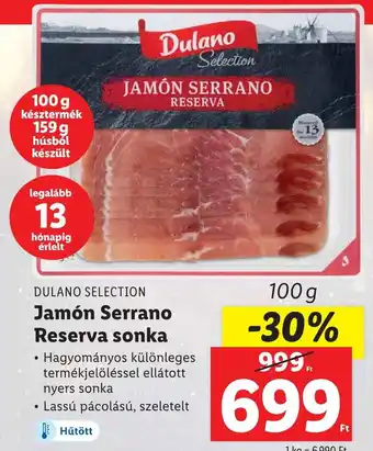 Lidl DULANO SELECTION Jamón Serrano Reserva sonka ajánlat