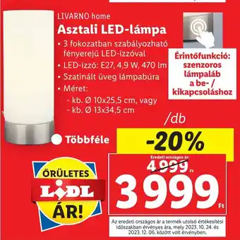 Lidl LIVARNO home Asztali LED-lámpa ajánlat